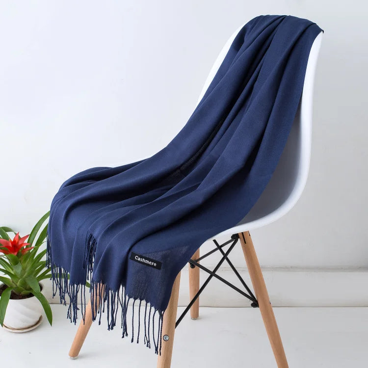 Fashion women scarf thin shawls Solid Color Women Scarf Winter Hijabs Tassels Long Cashmere Like Pashmina Hijabs Scarves Wraps