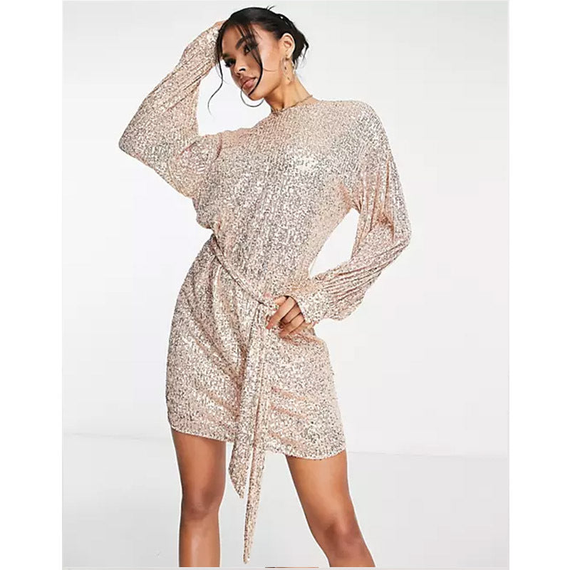 European and American independent station Amazon AliExpress festival party shiny sequined dress small dress
