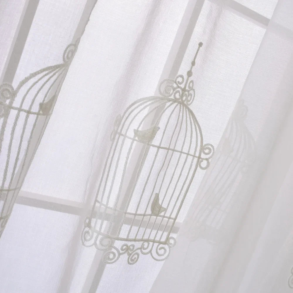 Curtains for Living Dining Room Bedroom Cotton Linen Embroidery Simple Modern High Blackout Classic White Tulle Custom Size