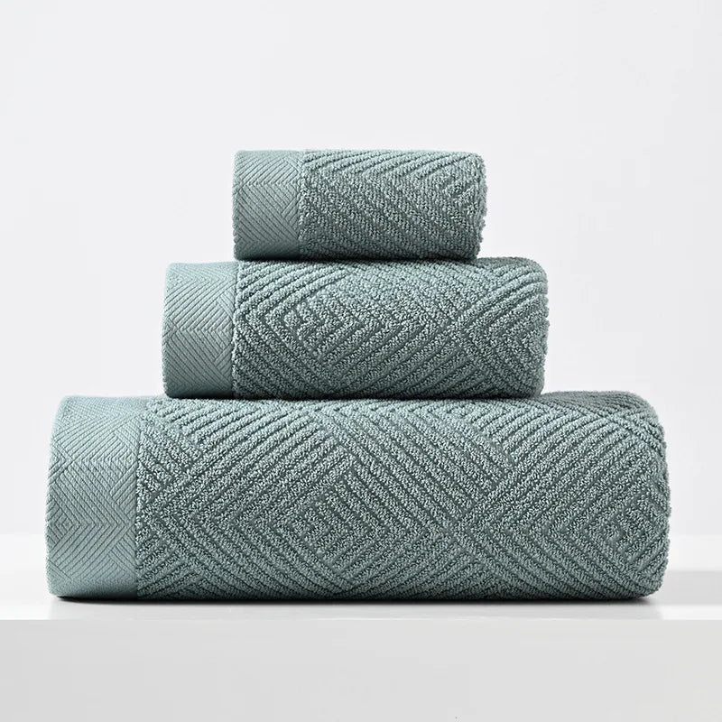 3pcs/Set Cotton Towel Bath Towel Sets Solid Color Thicken Bathroom Towels Set Soft Comfortable Strong Absorbent Towel Set