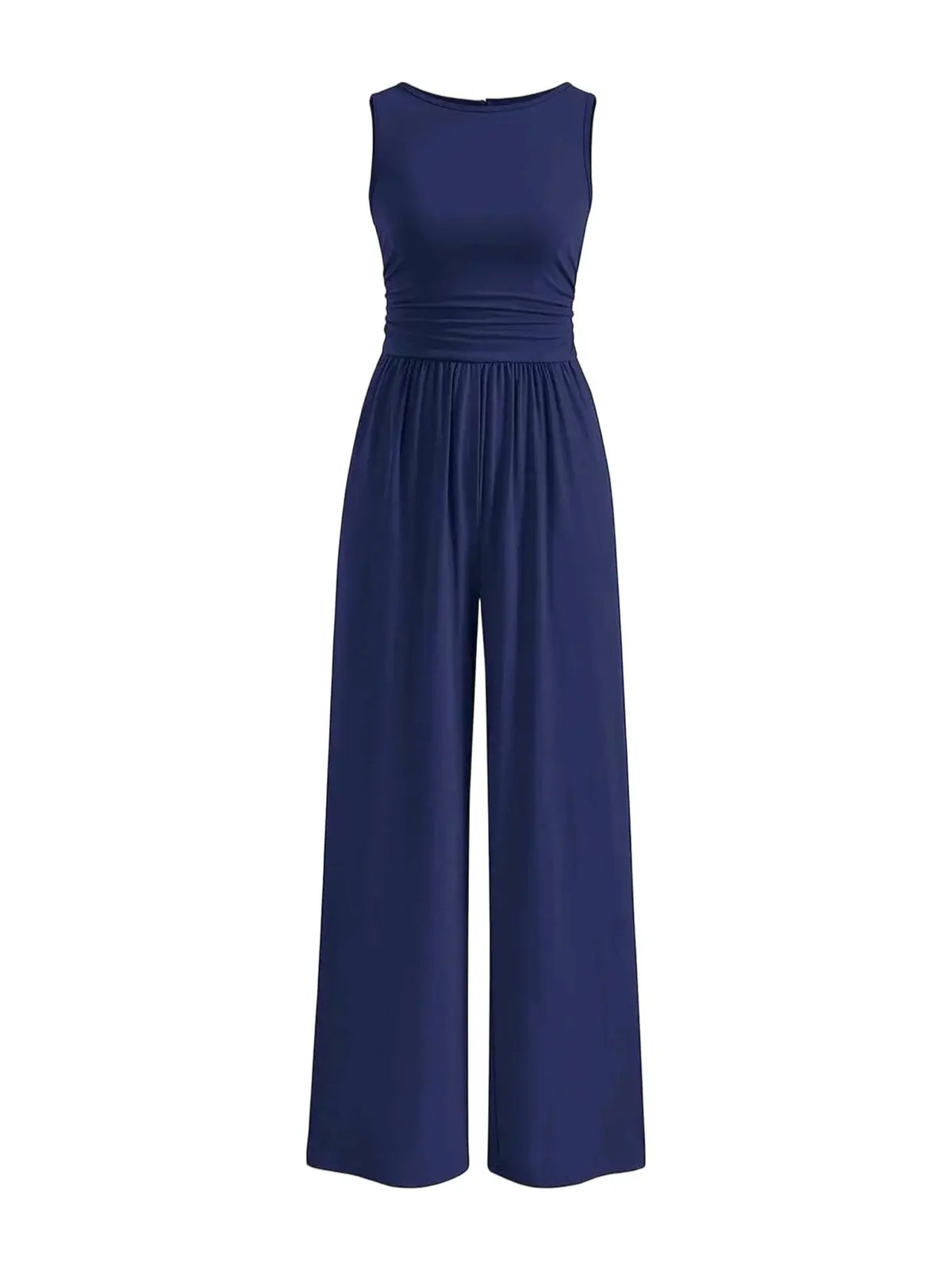 Women Crew Neck Sleeveless Wide Leg Jumpsuit | One Piece Jumpsuits