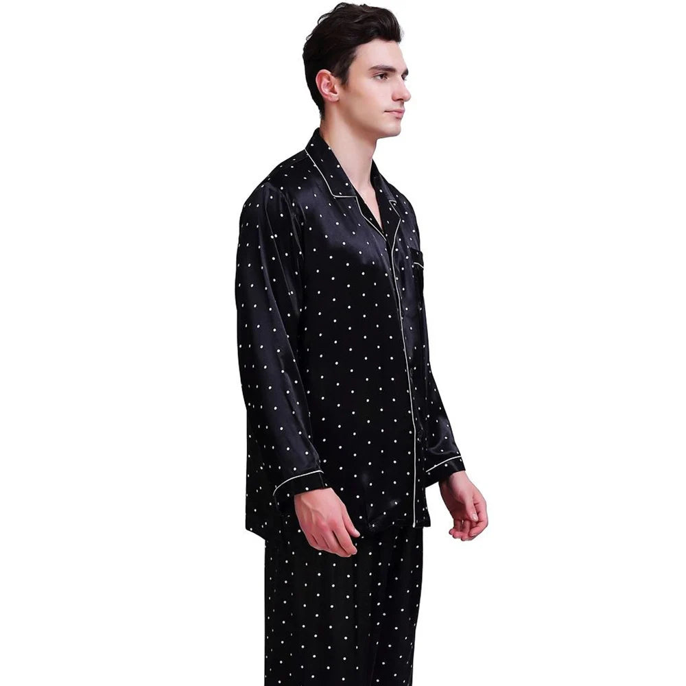 Men’s Silk Satin PJ Set – Classic Loungewear, S–4XL