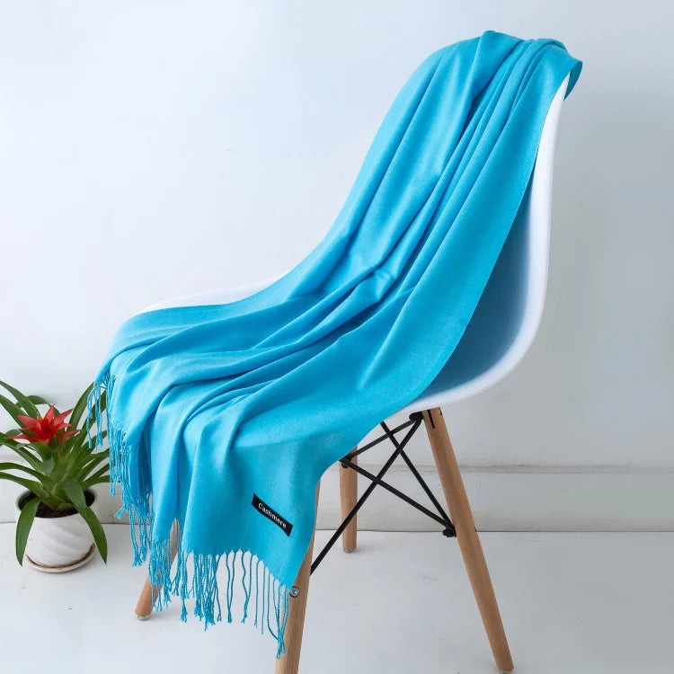 Fashion women scarf thin shawls Solid Color Women Scarf Winter Hijabs Tassels Long Cashmere Like Pashmina Hijabs Scarves Wraps