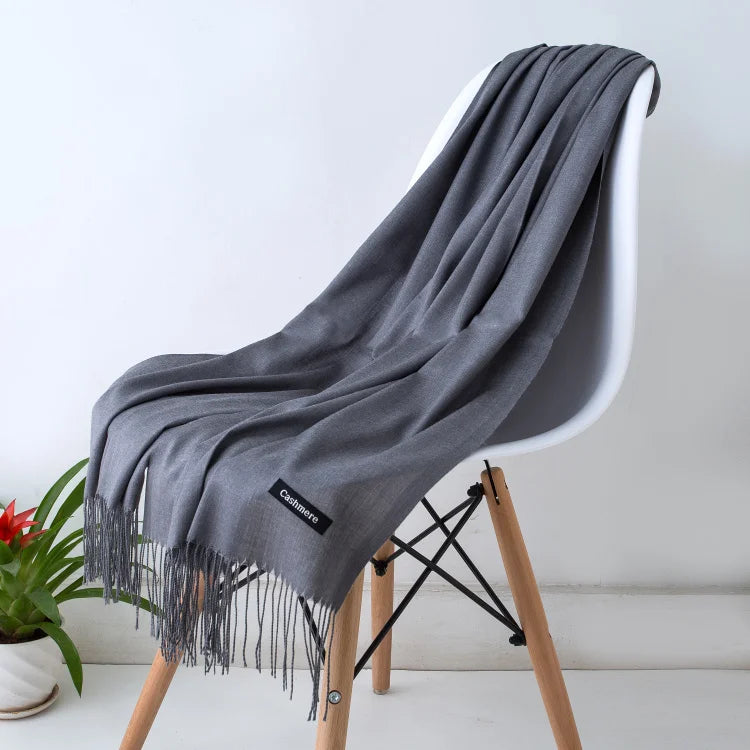 Fashion women scarf thin shawls Solid Color Women Scarf Winter Hijabs Tassels Long Cashmere Like Pashmina Hijabs Scarves Wraps