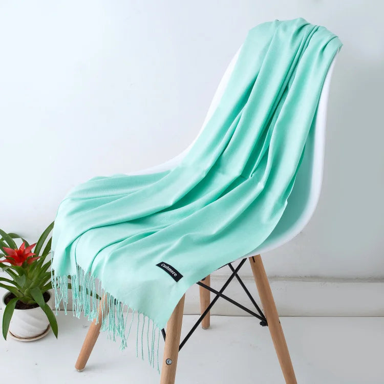 Fashion women scarf thin shawls Solid Color Women Scarf Winter Hijabs Tassels Long Cashmere Like Pashmina Hijabs Scarves Wraps