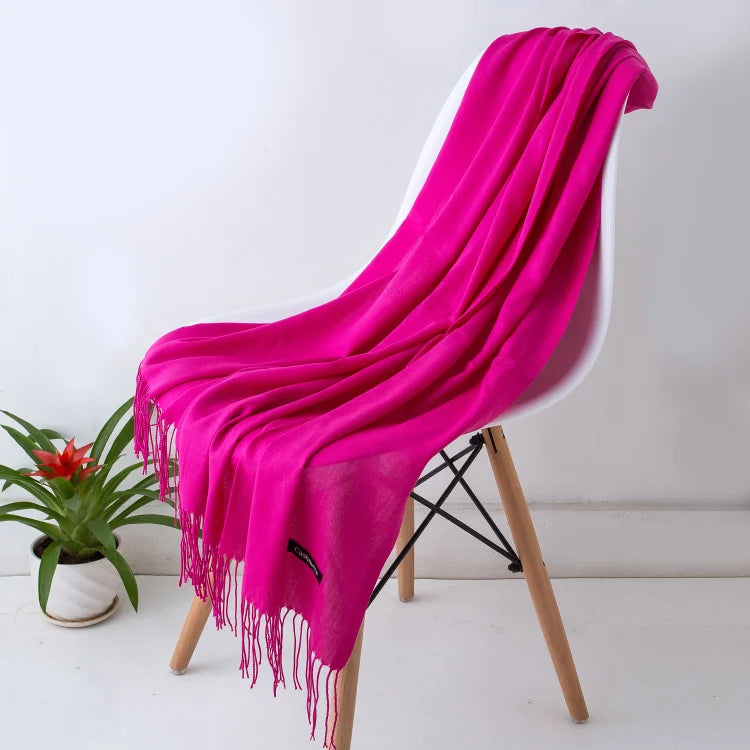 Fashion women scarf thin shawls Solid Color Women Scarf Winter Hijabs Tassels Long Cashmere Like Pashmina Hijabs Scarves Wraps