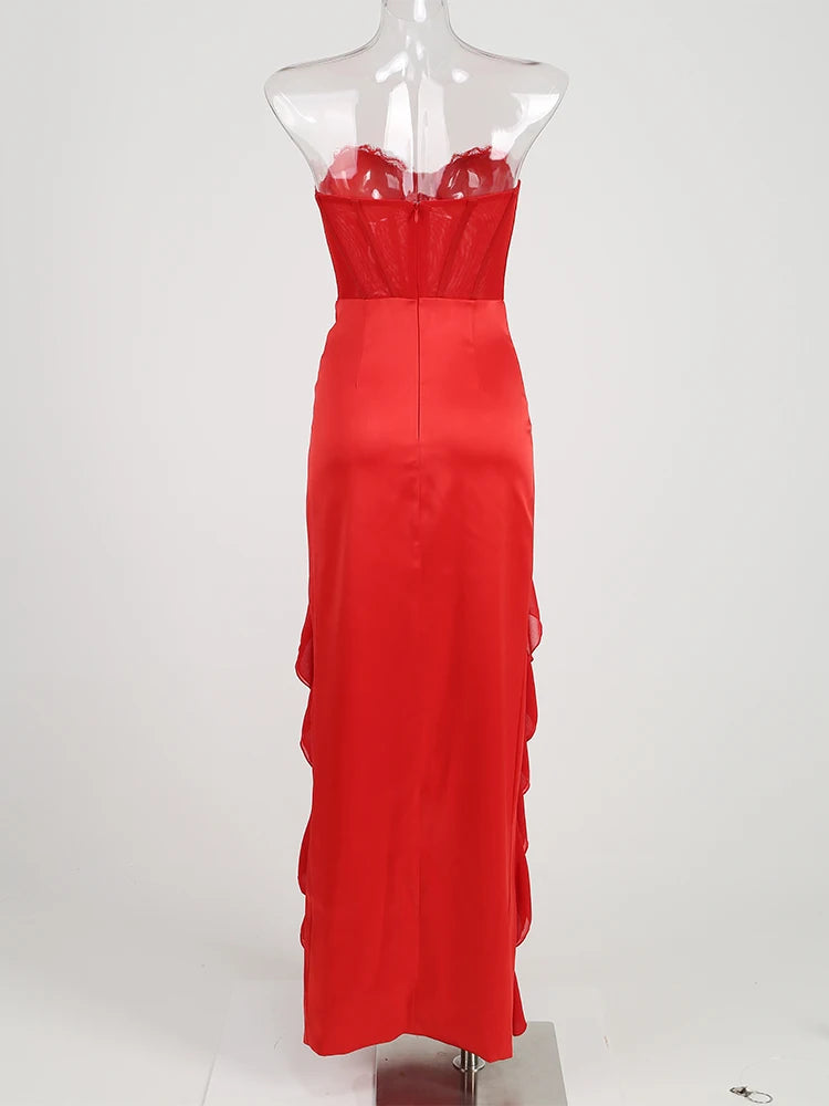 Women's Luxury Cashmere Pencil Silhouette Tea-Length Evening Dress Diamond Accents Spaghetti Strap Illusion Detail Quick Dry XS