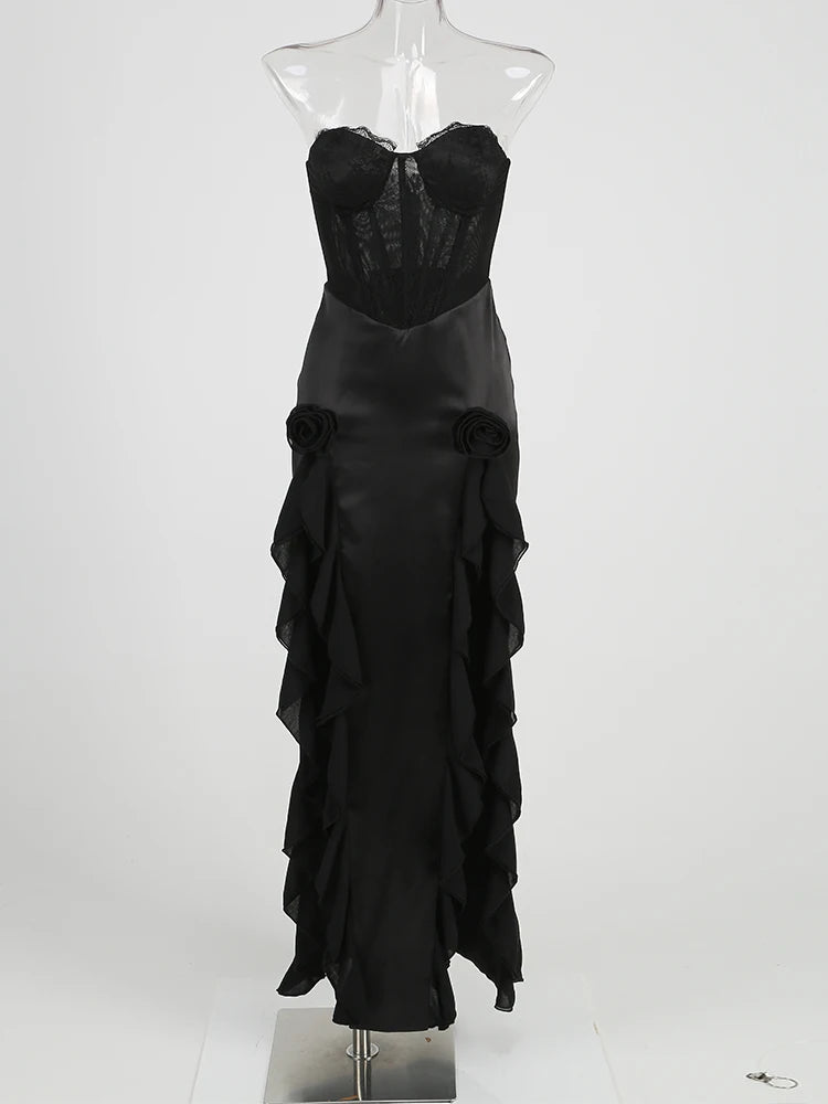 Women's Luxury Cashmere Pencil Silhouette Tea-Length Evening Dress Diamond Accents Spaghetti Strap Illusion Detail Quick Dry XS