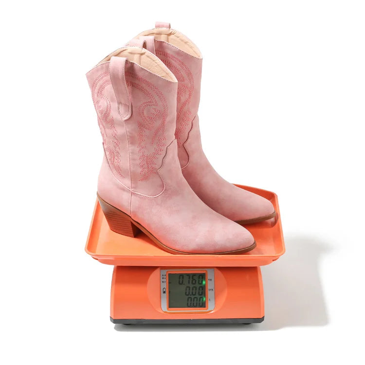 Classic Durable Round Toe Pull on Embroidered  Women's Embroidered Modern Western Rodeo Cowboy Boot