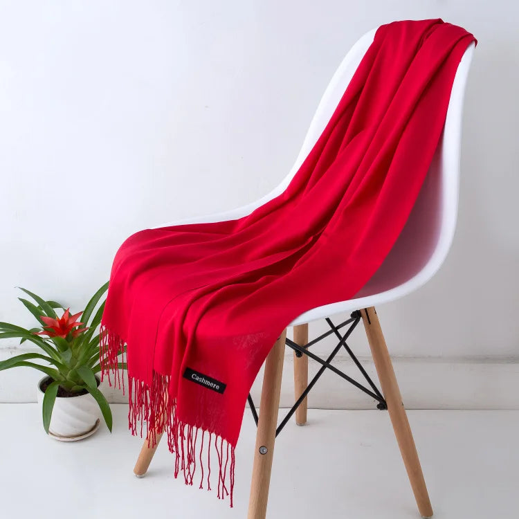 Fashion women scarf thin shawls Solid Color Women Scarf Winter Hijabs Tassels Long Cashmere Like Pashmina Hijabs Scarves Wraps