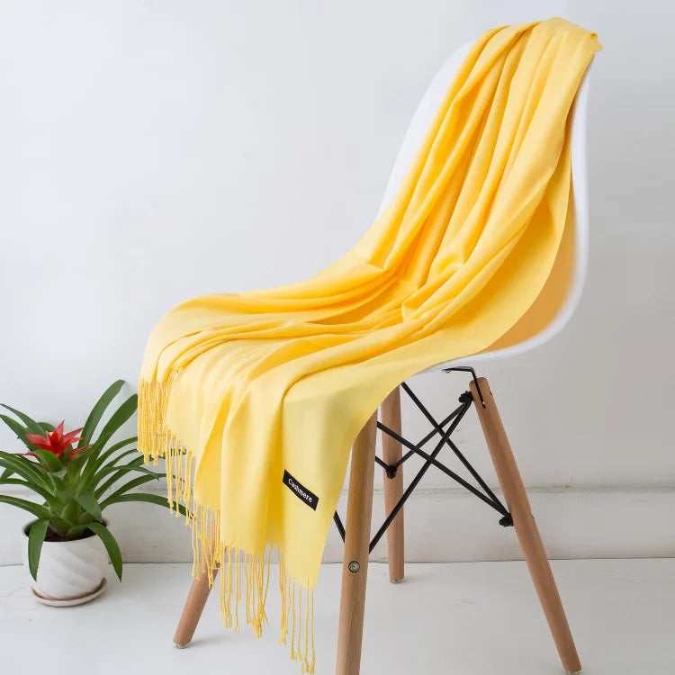Fashion women scarf thin shawls Solid Color Women Scarf Winter Hijabs Tassels Long Cashmere Like Pashmina Hijabs Scarves Wraps