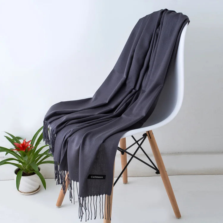 Fashion women scarf thin shawls Solid Color Women Scarf Winter Hijabs Tassels Long Cashmere Like Pashmina Hijabs Scarves Wraps