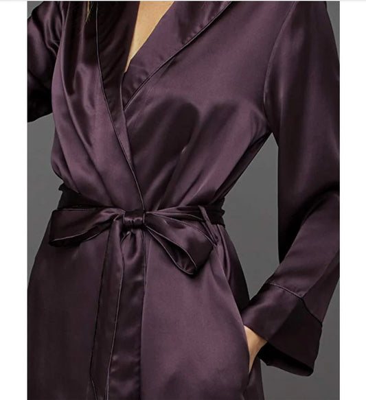Women's the Solid Splendid 100% Silk Short Robe Sexy Sleepwear Robe