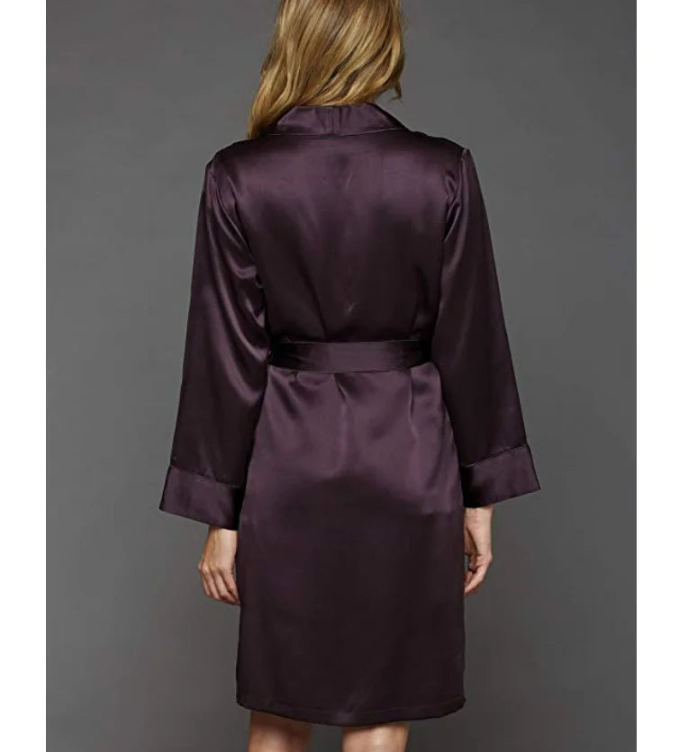 Women's the Solid Splendid 100% Silk Short Robe Sexy Sleepwear Robe