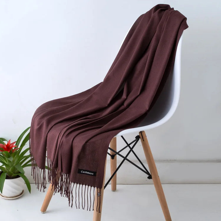 Fashion women scarf thin shawls Solid Color Women Scarf Winter Hijabs Tassels Long Cashmere Like Pashmina Hijabs Scarves Wraps