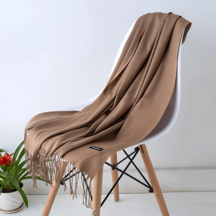 Fashion women scarf thin shawls Solid Color Women Scarf Winter Hijabs Tassels Long Cashmere Like Pashmina Hijabs Scarves Wraps