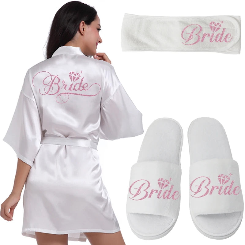Silver Writing Bridal Wedding Robes Bride Bridesmaid Maid of Honor Women Party Robe Floral Bridal Party Gifts Get Ready Robes