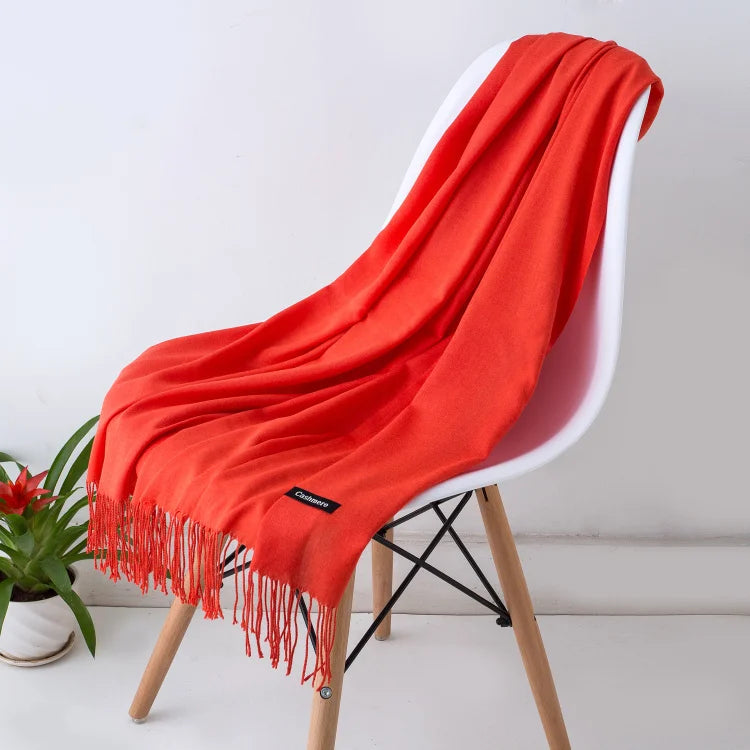 Fashion women scarf thin shawls Solid Color Women Scarf Winter Hijabs Tassels Long Cashmere Like Pashmina Hijabs Scarves Wraps