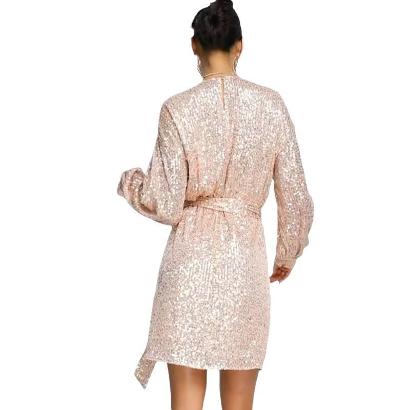 European and American independent station Amazon AliExpress festival party shiny sequined dress small dress