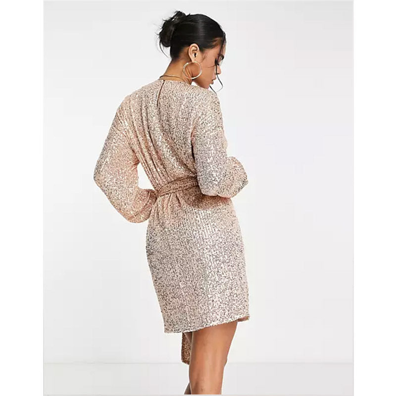 European and American independent station Amazon AliExpress festival party shiny sequined dress small dress