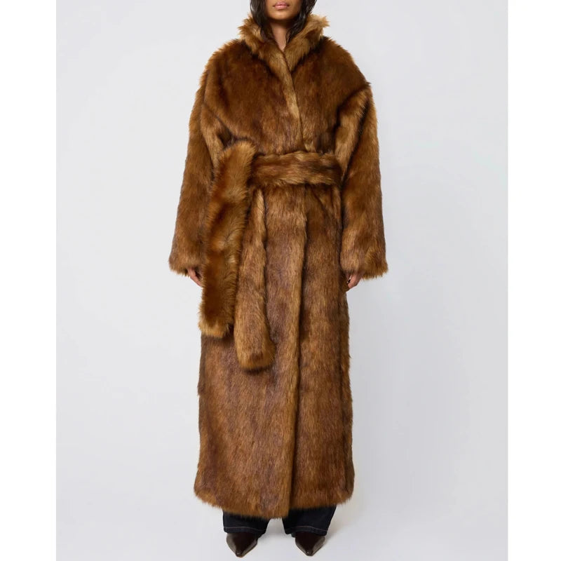 New women's winter imitation fox fur young Wolf fur coat female long over the knee warm coat