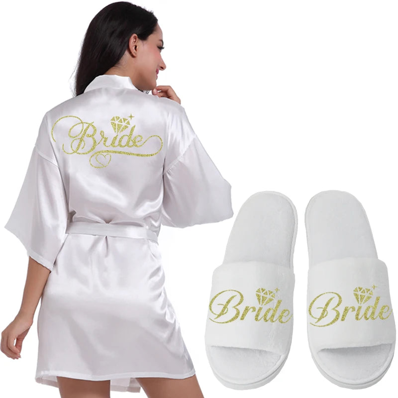 Silver Writing Bridal Wedding Robes Bride Bridesmaid Maid of Honor Women Party Robe Floral Bridal Party Gifts Get Ready Robes