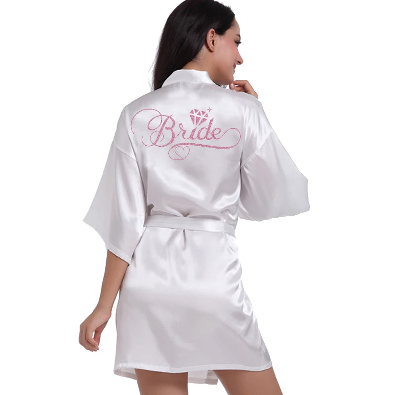 Silver Writing Bridal Wedding Robes Bride Bridesmaid Maid of Honor Women Party Robe Floral Bridal Party Gifts Get Ready Robes