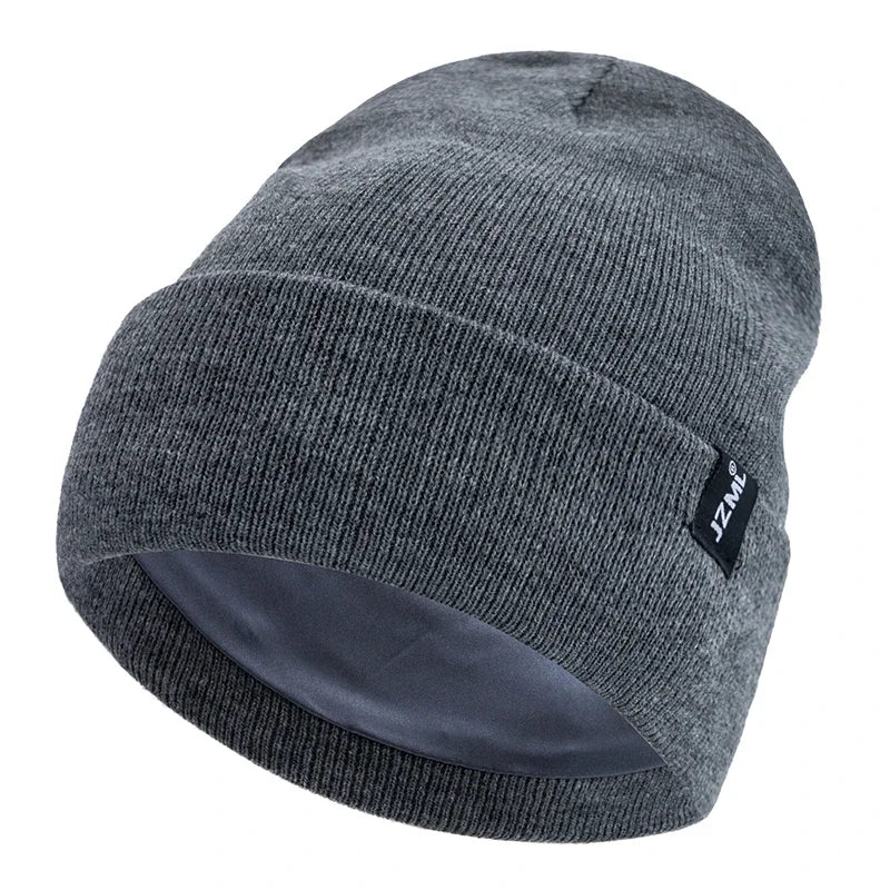 Satin-Lined Knit Beanie with Letter Detail | Unisex
