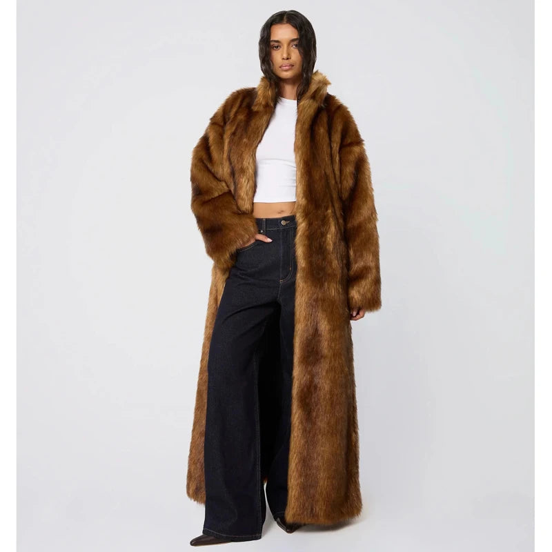 New women's winter imitation fox fur young Wolf fur coat female long over the knee warm coat