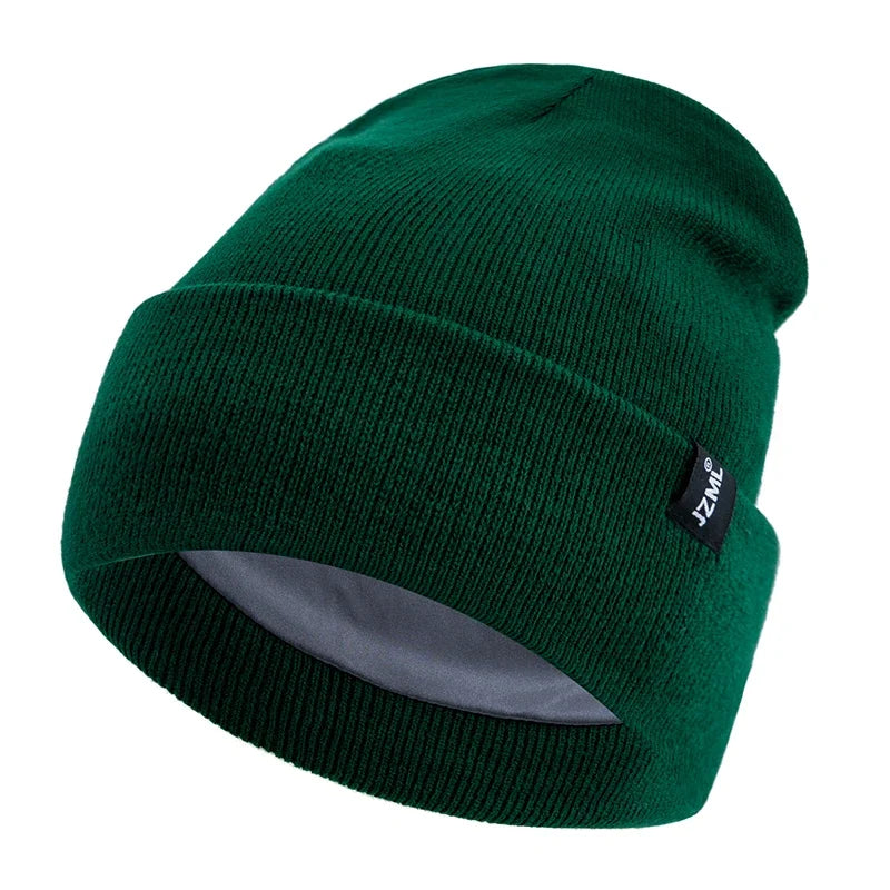 Satin-Lined Knit Beanie with Letter Detail | Unisex