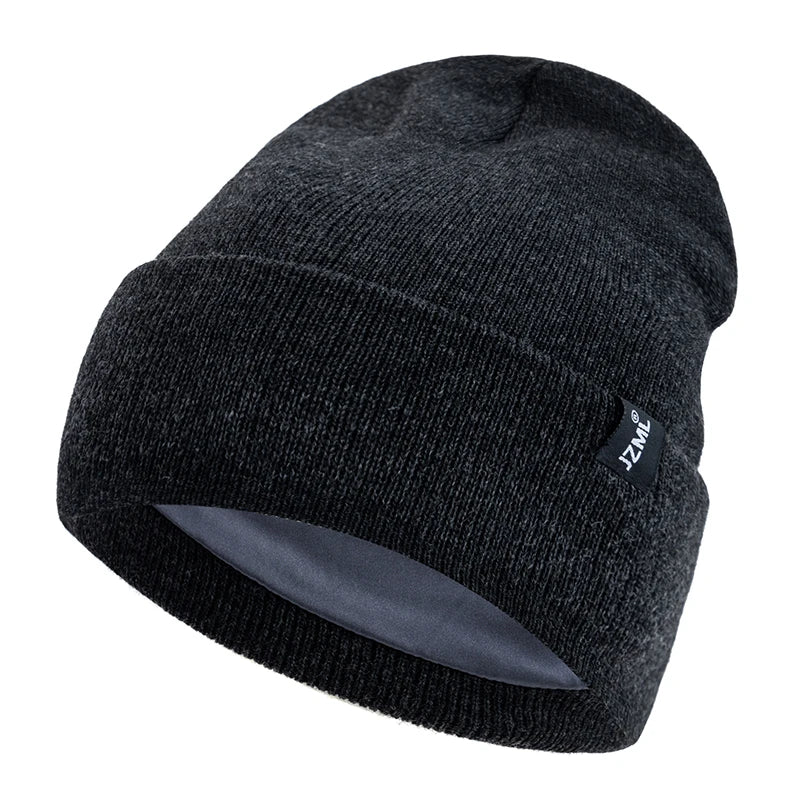 Satin-Lined Knit Beanie with Letter Detail | Unisex
