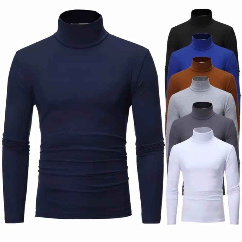 Thermal Underwear Tops Men Spring Clothes Thermal Shirt Autumn Men's Winter Tights High Neck Thin Slim Fit Long Sleeve T-shirt