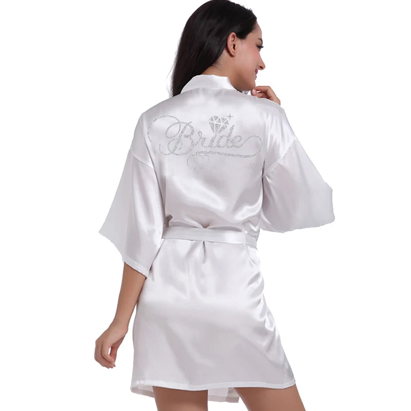 Silver Writing Bridal Wedding Robes Bride Bridesmaid Maid of Honor Women Party Robe Floral Bridal Party Gifts Get Ready Robes