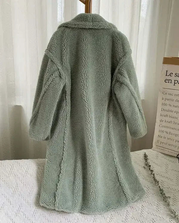 Women's Double-Breasted Faux-Fur Coat with Pockets