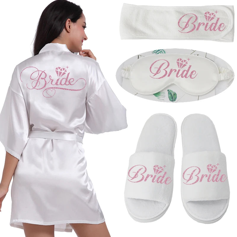 Silver Writing Bridal Wedding Robes Bride Bridesmaid Maid of Honor Women Party Robe Floral Bridal Party Gifts Get Ready Robes