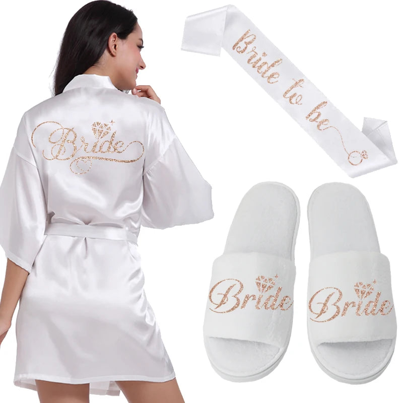 Silver Writing Bridal Wedding Robes Bride Bridesmaid Maid of Honor Women Party Robe Floral Bridal Party Gifts Get Ready Robes