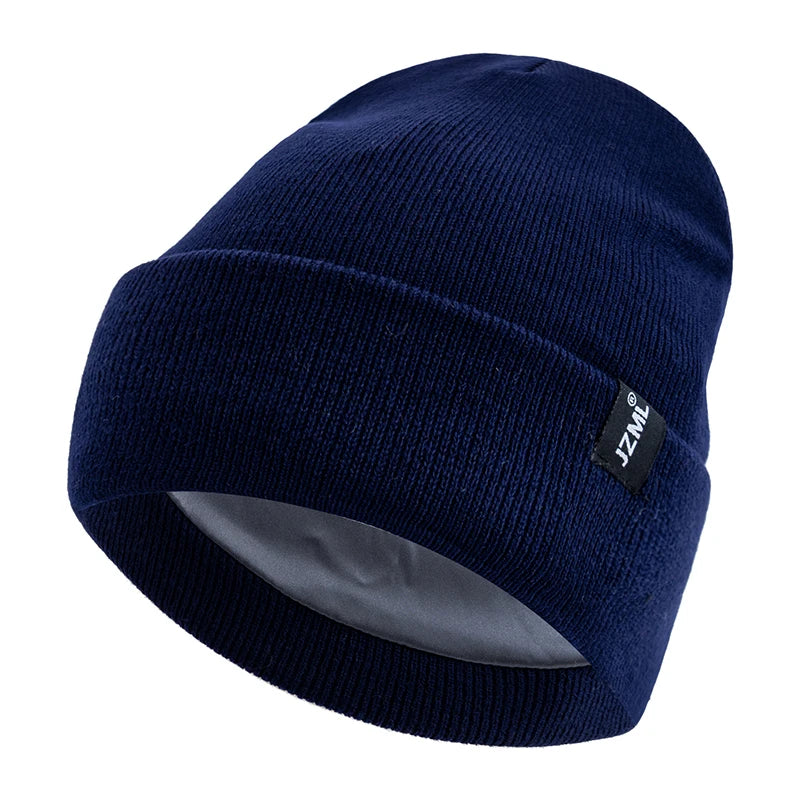 Satin-Lined Knit Beanie with Letter Detail | Unisex