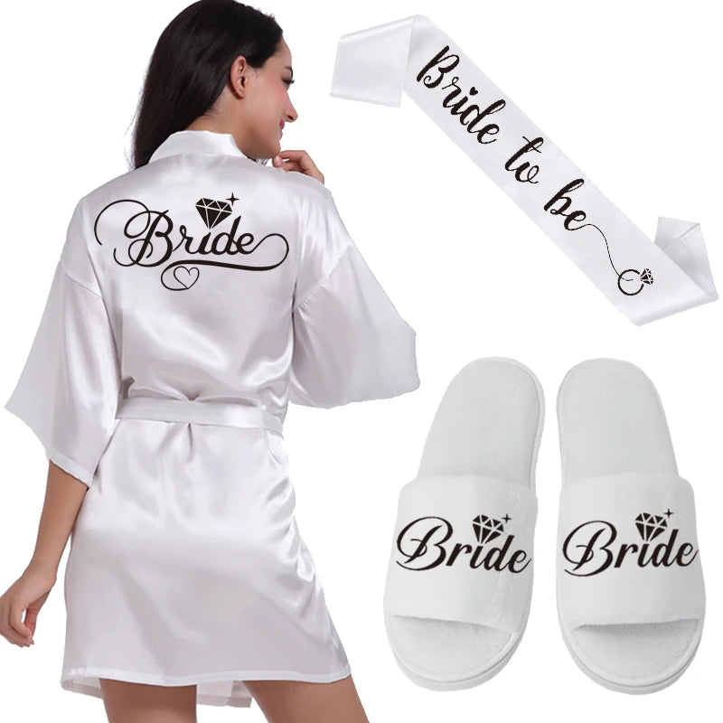 Silver Writing Bridal Wedding Robes Bride Bridesmaid Maid of Honor Women Party Robe Floral Bridal Party Gifts Get Ready Robes