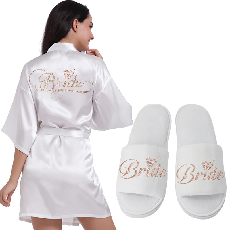 Silver Writing Bridal Wedding Robes Bride Bridesmaid Maid of Honor Women Party Robe Floral Bridal Party Gifts Get Ready Robes