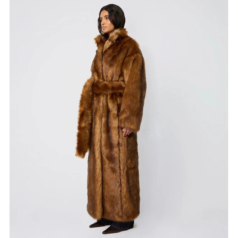New women's winter imitation fox fur young Wolf fur coat female long over the knee warm coat