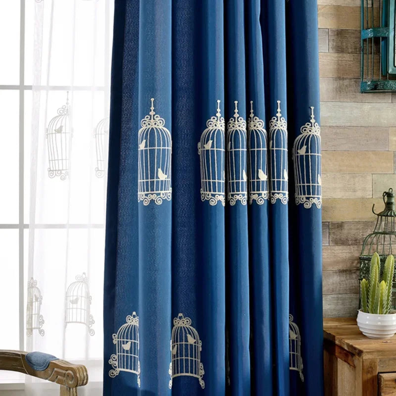 Curtains for Living Dining Room Bedroom Cotton Linen Embroidery Simple Modern High Blackout Classic White Tulle Custom Size