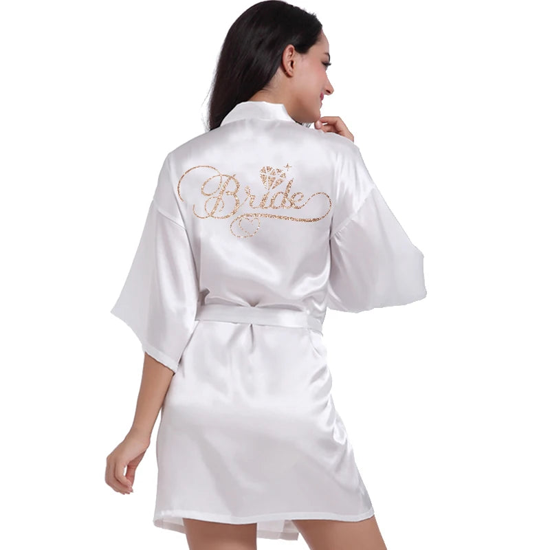 Silver Writing Bridal Wedding Robes Bride Bridesmaid Maid of Honor Women Party Robe Floral Bridal Party Gifts Get Ready Robes