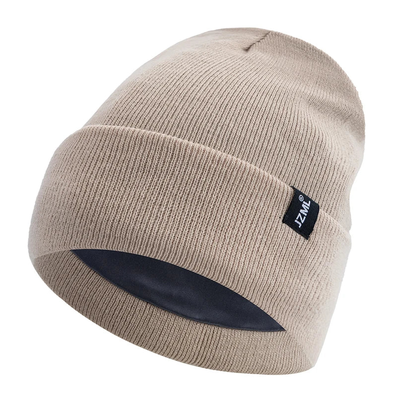 Satin-Lined Knit Beanie with Letter Detail | Unisex