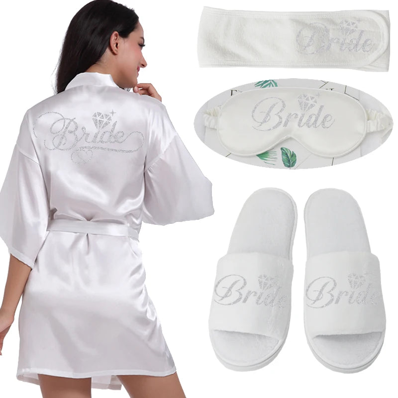 Silver Writing Bridal Wedding Robes Bride Bridesmaid Maid of Honor Women Party Robe Floral Bridal Party Gifts Get Ready Robes