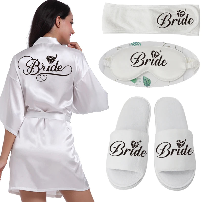 Silver Writing Bridal Wedding Robes Bride Bridesmaid Maid of Honor Women Party Robe Floral Bridal Party Gifts Get Ready Robes