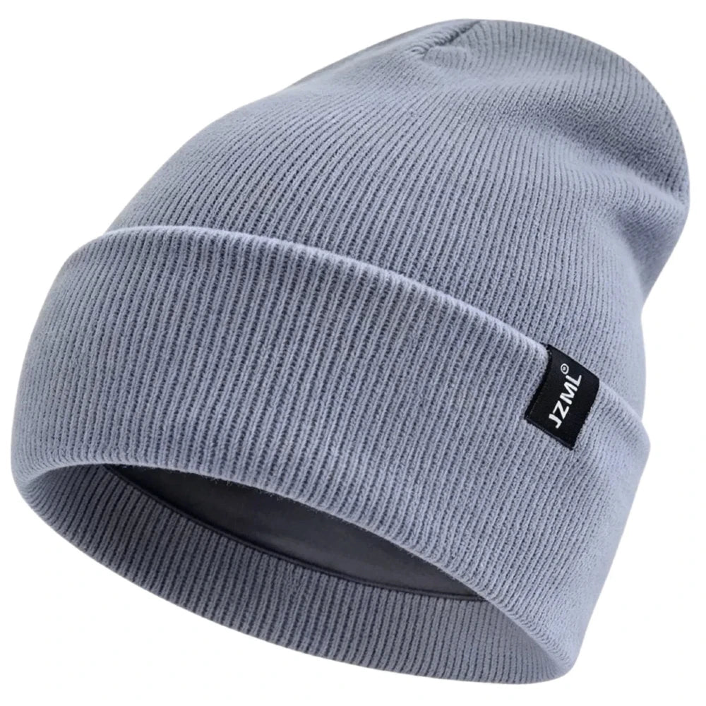 Satin-Lined Knit Beanie with Letter Detail | Unisex