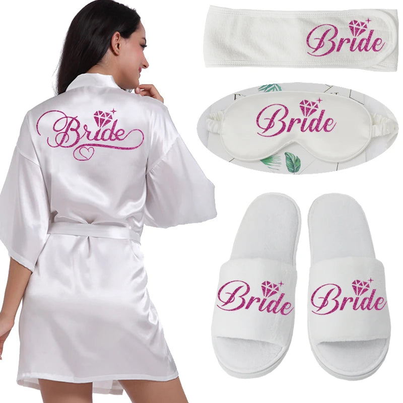 Silver Writing Bridal Wedding Robes Bride Bridesmaid Maid of Honor Women Party Robe Floral Bridal Party Gifts Get Ready Robes