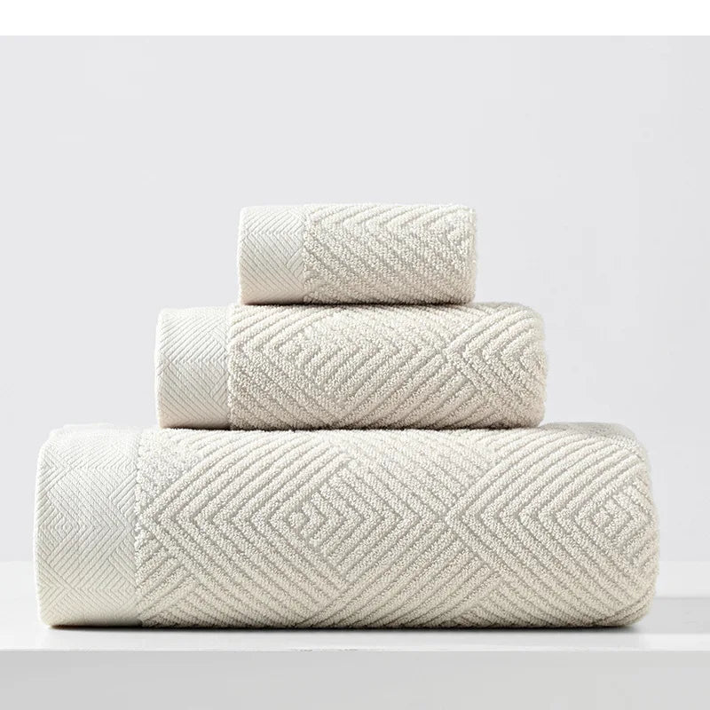 3pcs/Set Cotton Towel Bath Towel Sets Solid Color Thicken Bathroom Towels Set Soft Comfortable Strong Absorbent Towel Set
