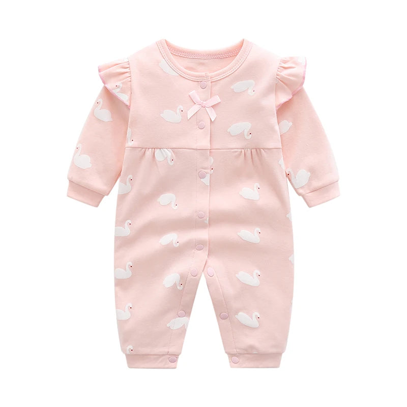 Full Moon Princess Outfit Autumn Thin Style Baby Girl Romper Infant Jumpsuit 0-1 Year Old Newborn Stylish Pure Cotton Crawling Suit