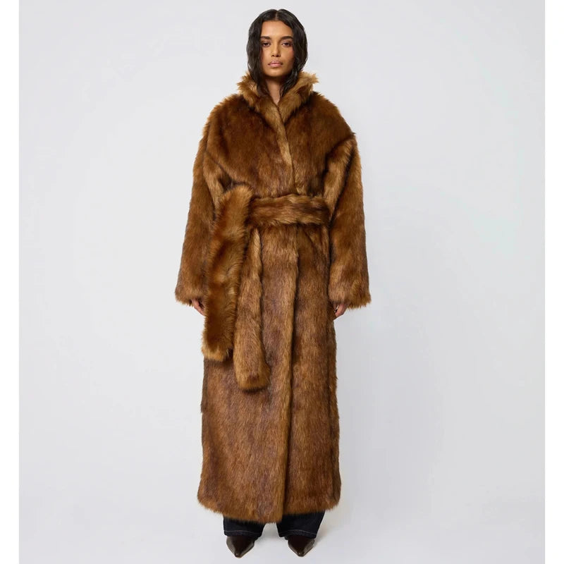 New women's winter imitation fox fur young Wolf fur coat female long over the knee warm coat